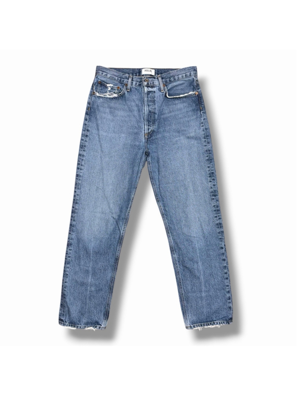 Agolde 90's Jeans High Rise Loose Fit Womens Sz 28 x 28 Light Wash Straight Leg